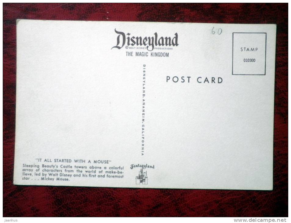 Disneyland- Anaheim - Walt Disney - Mickey Mouse - California - USA - Unused (number Written) - Anaheim