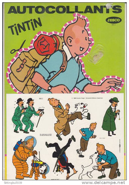 TINTIN Alpiniste. Autocollants JESCO. 1985. Silhouette à Découper + Planche De 6 Autocollants. Studios Hergé/Ed. Casterm - Adesivi