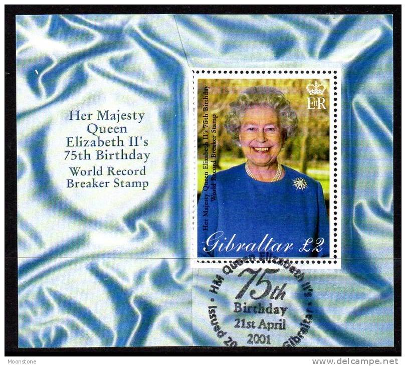 Gibraltar 2001 Queen´s 75th Birthday MS, Fine Used (ex FDC) (B) - Gibraltar