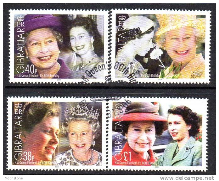 Gibraltar 2006 Queen´s 80th Birthday Set Of 4, Fine Used (ex FDC) (B) - Gibraltar