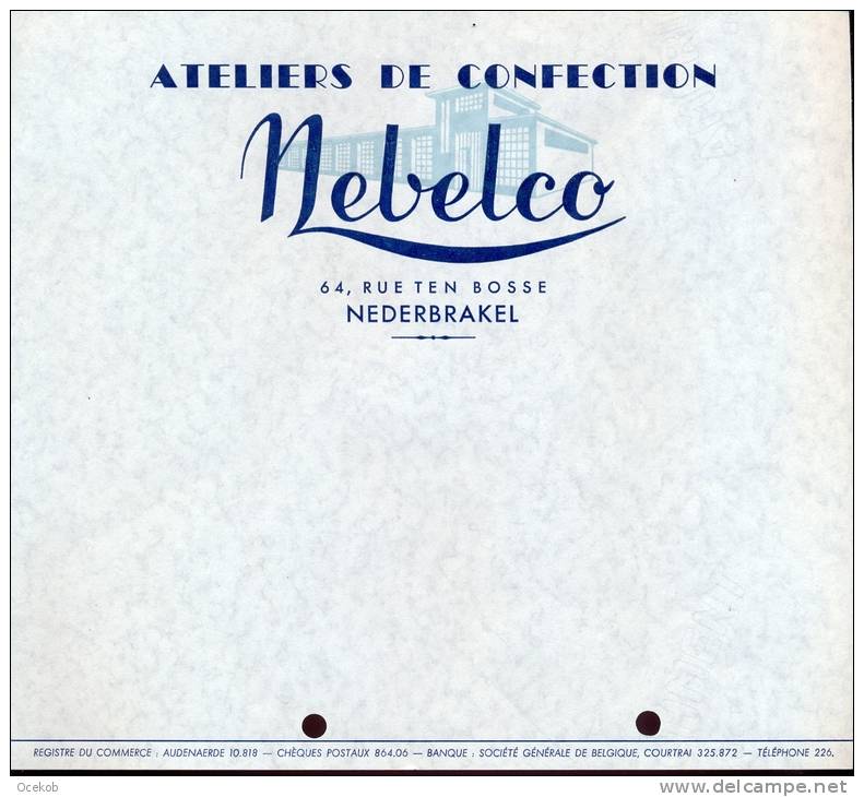 Factuur Blanco Ateliers De Confection Nebelco - Nederbrakel - 1900 – 1949