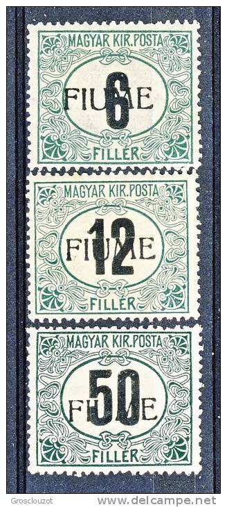 Fiume 1918-19 Tasse D'Ungheria Soprastampati N. 1-3 MH E MNH Timbrini Garanzia (firmati A. Diena) Cat.€ 2100 - Fiume