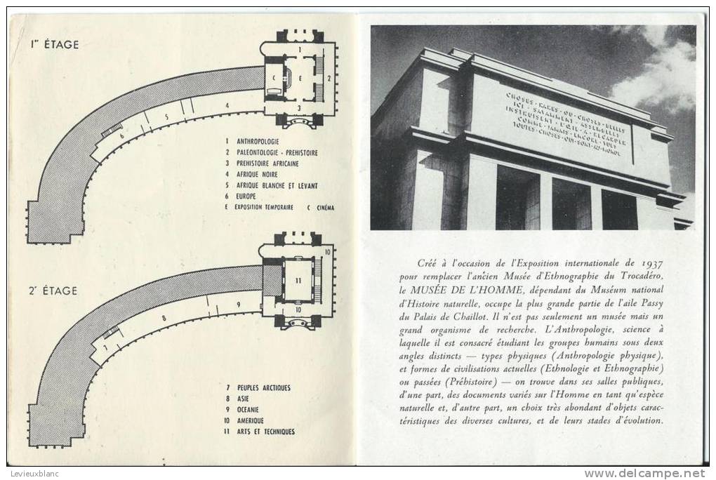 Guide /Musée De L'Homme/ Muséum National D'Histoire Naturelle / 1961       PGC38 - Autres & Non Classés