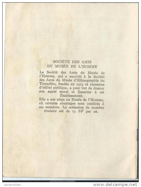 Guide /Musée De L'Homme/ Muséum National D'Histoire Naturelle / 1961       PGC38 - Autres & Non Classés