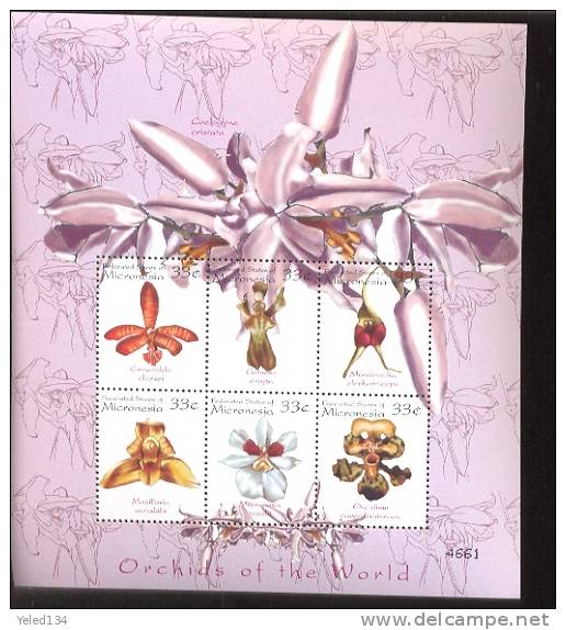 MICRONESIA    367  MINT NEVER HINGED MINI SHEETS OF FLOWERS - ORCHIDS   #  M-486-3  ( - Orchids
