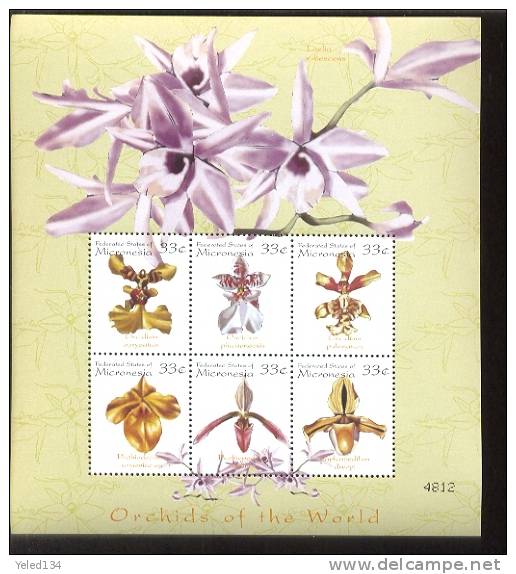 MICRONESIA    365  MINT NEVER HINGED MINI SHEETS OF FLOWERS - ORCHIDS   #  M-486-1  ( - Orchidee