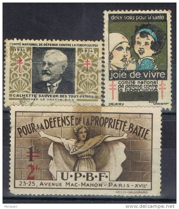 Tres Viñetas FRANCIA, Pro Tuberculose Et Defense Propriete º/* - Used Stamps