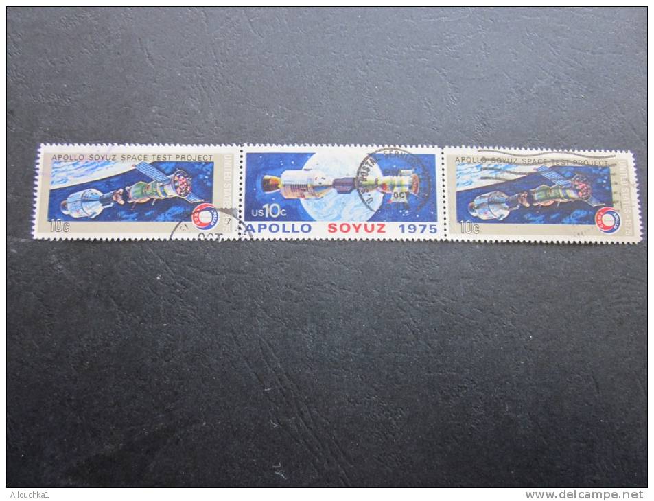 United State Of América USA Bloc Trois Timbres États-Unis D'Amérique Sur Thème De L'espace Space Apollo Soyouz Project - Gebraucht