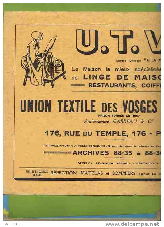 BUVARD :Textile Des VOSGES  U.T.V.N. Grand Format  Fileuse Avec Quenouille - Textile & Clothing