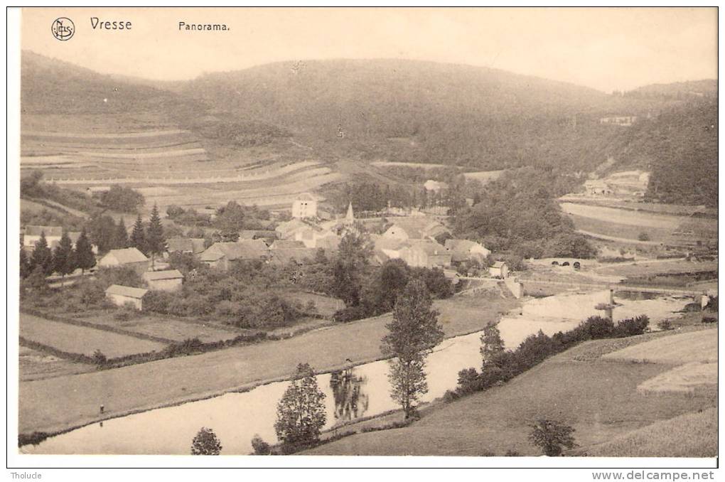 Vresse-sur-Semois: 1914-Panorama-Vue  De La Semois, Du Pont St-Lambert  Et De L´Hôtel Grandjean - Vresse-sur-Semois