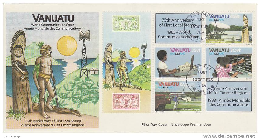 Vanuatu 1983 World Communication Year Souvenir Sheet  FDC - Vanuatu (1980-...)