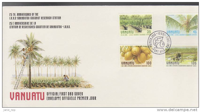 Vanuatu 1987 25th Anniversary Of  I.R.H.O. Coconut Research Station FDC - Vanuatu (1980-...)