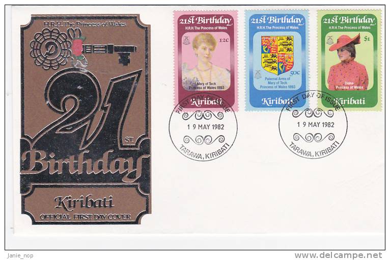 Kiribati 1982  21st Birthday Princess Diana FDC - Kiribati (1979-...)