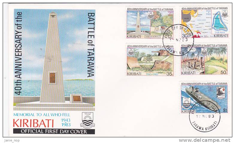 Kiribati 1983 40th Anniversary Battle Of  Tarawa FDC - Kiribati (1979-...)