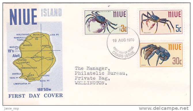 Niue 1970 Edible Crabs Addressed FDC - Niue