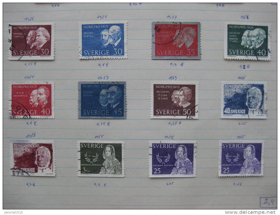 Timbres Suede : Personnalités 1963 - 1969  & - Oblitérés