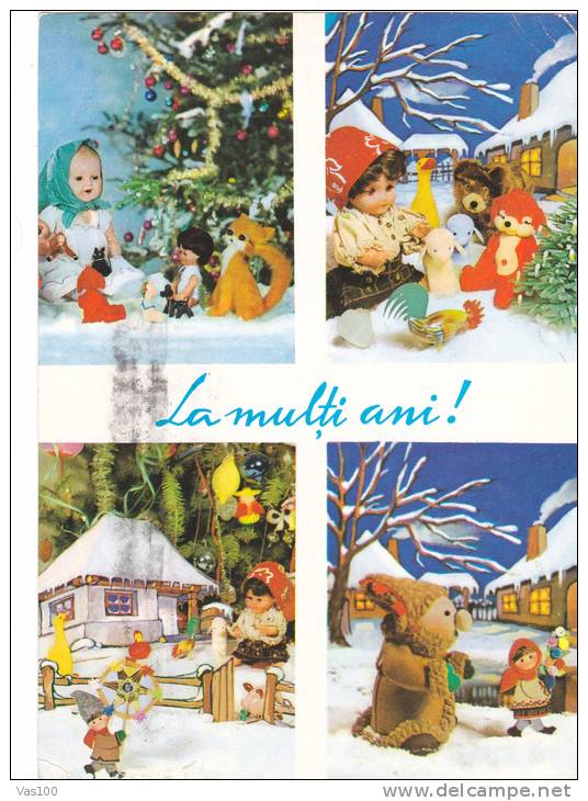 POUPEES, PUPPETTS, NEW YEAR, POSTCARD STATIONERY, ENTIERE POSTAUX, 1970, ROMANIA - Poupées