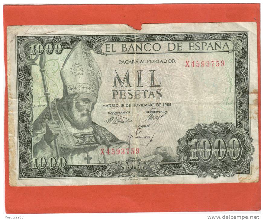 ESPAGNE ESPANA 1000 PESETAS 1965 N° X4593759 - 1000 Pesetas