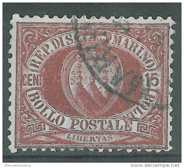 San Marino - 1892/94 15c Carmine - Oblitérés