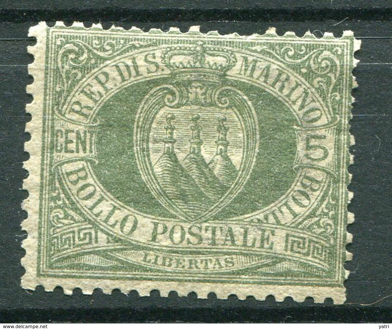 Repubblica Di San Marino - 1894 - 5 C. Verde (senza Gomma) - Nuevos