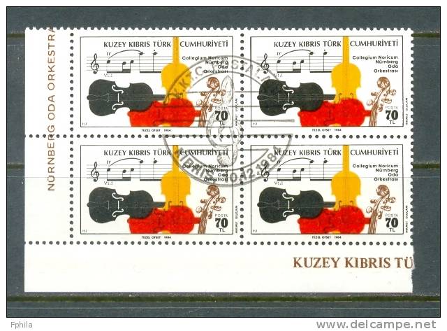 1984 NORTH CYPRUS VISIT OF THE GERMAN NURNBERG CHAMBER ORCHESTRA BLOCK OF 4 MNH ** CTO - Neufs