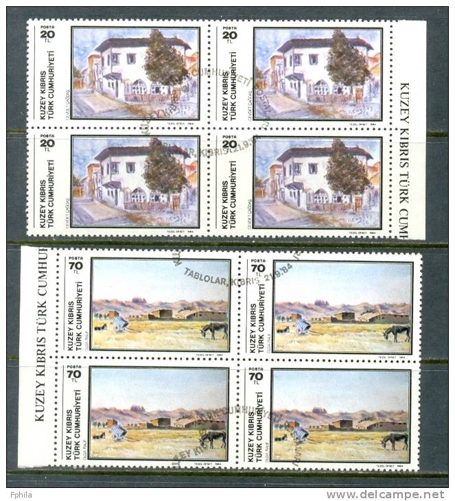 1984 NORTH CYPRUS PAINTINGS BLOCK OF 4 MNH ** CTO - Unused Stamps