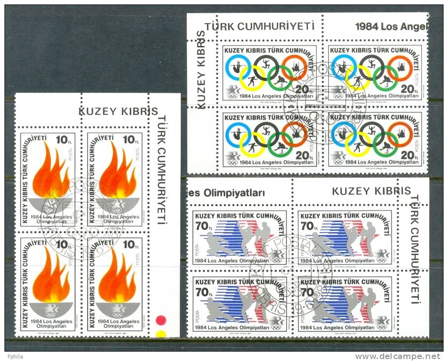 1984 NORTH CYPRUS LOS ANGELES OLYMPIC GAMES BLOCK OF 4 MNH ** CTO - Unused Stamps