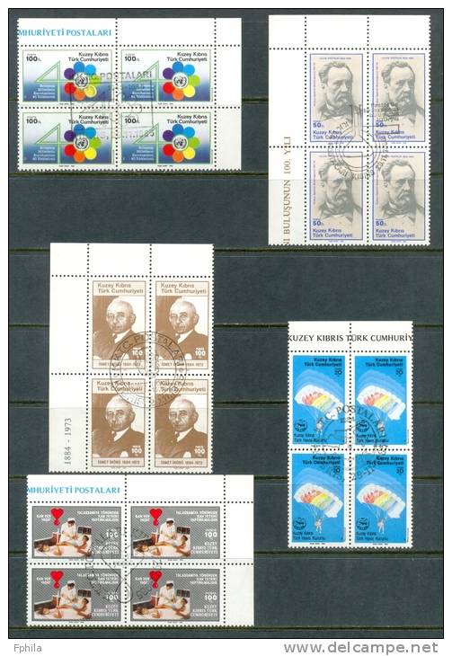 1985 NORTH CYPRUS ANNIVERSARIES AND EVENTS BLOCK OF 4 MNH ** CTO - Neufs