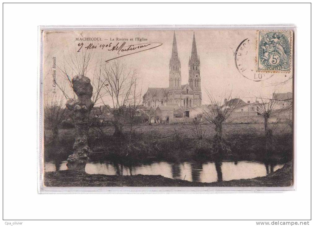 44 MACHECOUL Vue Générale, Rivière, Eglise, Ed Huault, 1906 - Machecoul