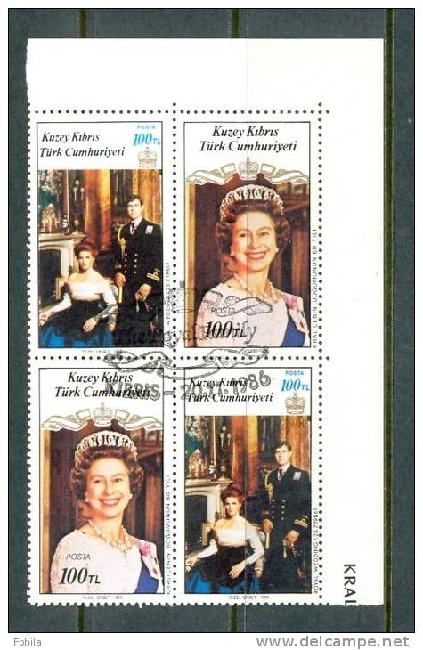 1986 NORTH CYPRUS QUEEN ELIZABETH BIRTHDAY & PRINCE ANDREW - SARAH FERGUSON WEDDING PAIR MNH ** CTO - Unused Stamps