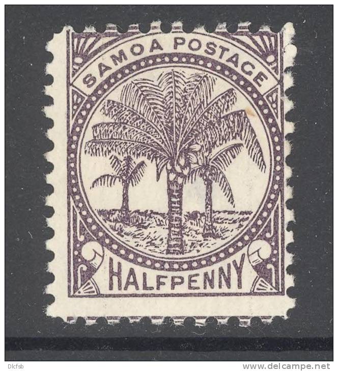 SAMOA, 1886 &frac12;d Black-purple (P11,SG57b) Unused No Gum - Samoa