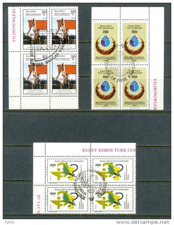 1987 NORTH CYPRUS ANNIVERSARIES AND EVENTS BLOCK OF 4 MNH ** CTO - Neufs
