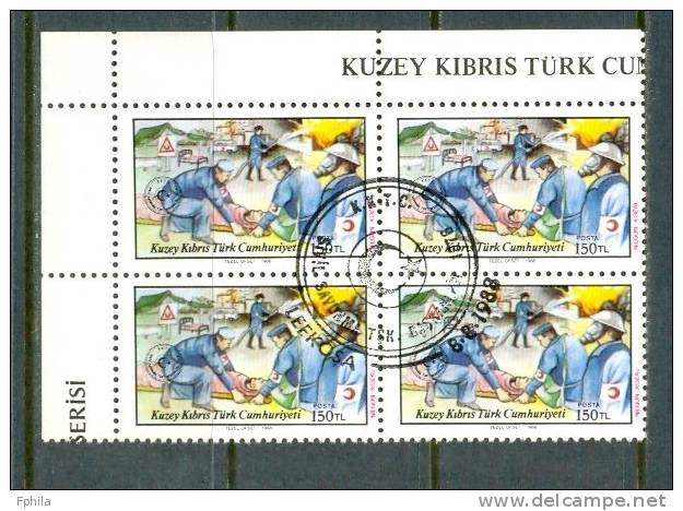 1988 NORTH CYPRUS CIVIL DEFENCE BLOCK OF 4 MNH ** CTO - Unused Stamps