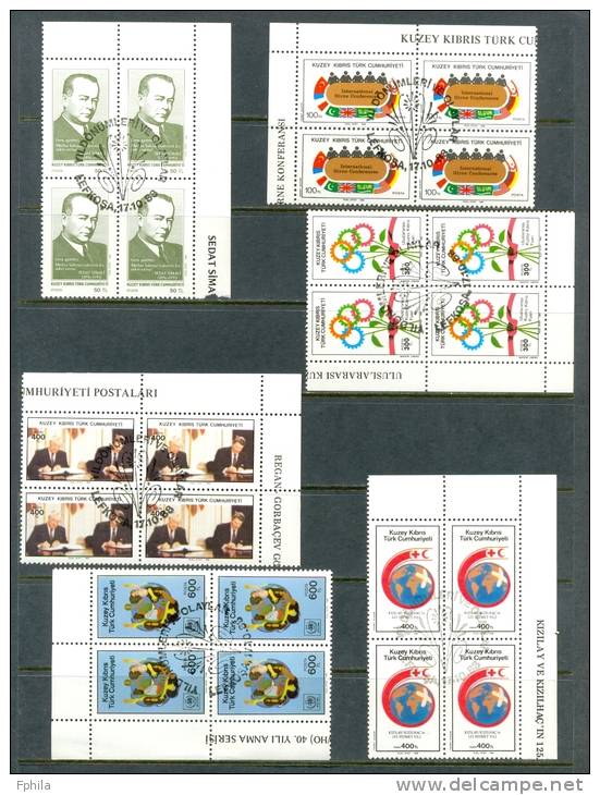 1988 NORTH CYPRUS ANNIVERSARIES AND EVENTS BLOCK OF 4 MNH ** CTO - Unused Stamps