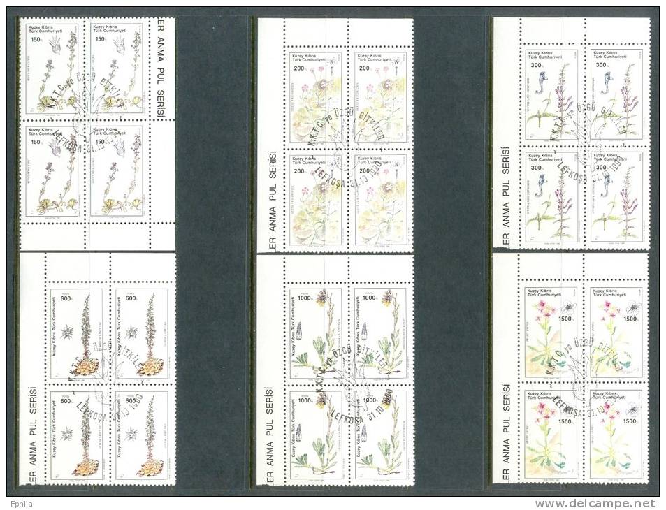 1990 NORTH CYPRUS ENDEMIC PLANTS OF TRNC BLOCK OF 4 MNH ** CTO - Neufs