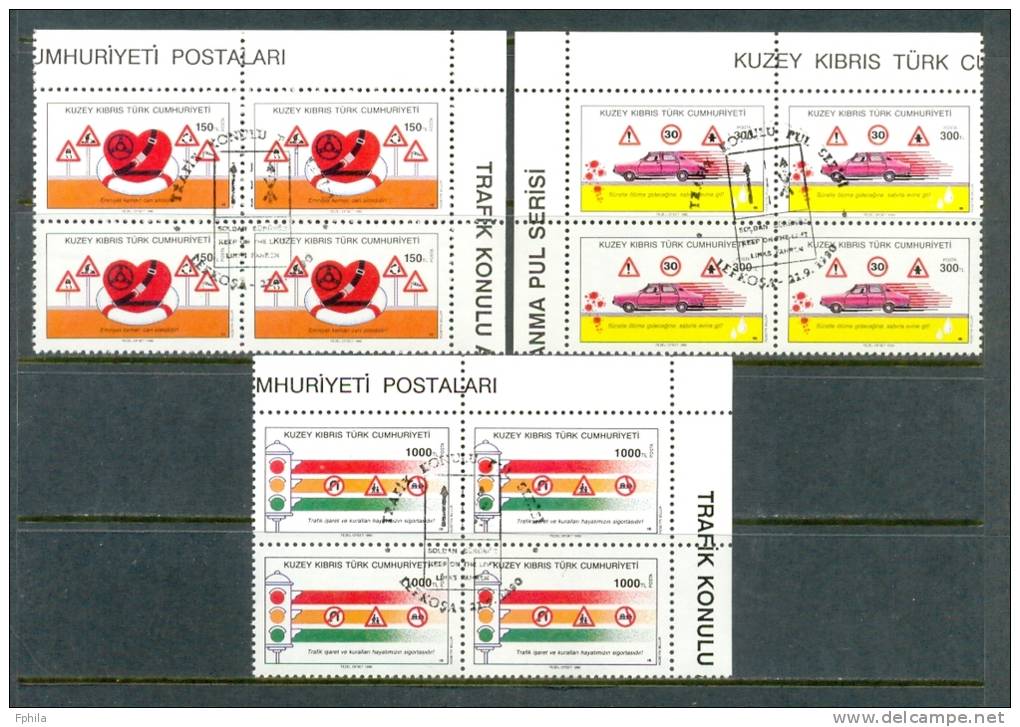 1990 NORTH CYPRUS TRAFFIC BLOCK OF 4 MNH ** CTO - Neufs