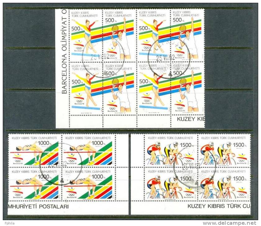 1992 NORTH CYPRUS BARCELONA OLYMPIC GAMES BLOCK OF 4 MNH ** CTO - Unused Stamps