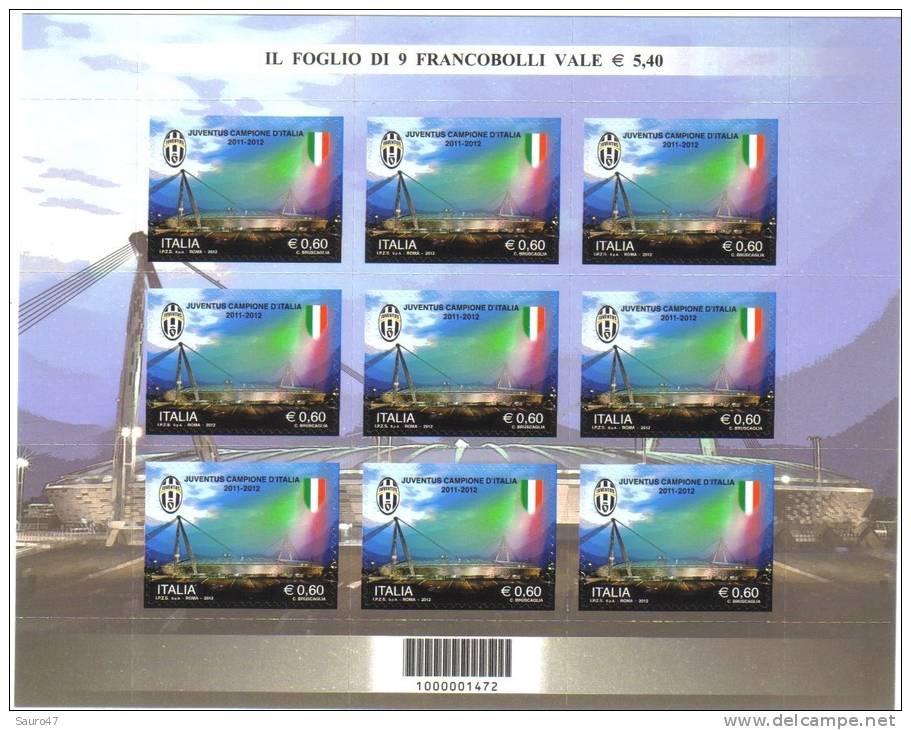 Italia 2012  - Juventus Campione, M/foglio 9 V. - Nuovo** - Clubs Mythiques