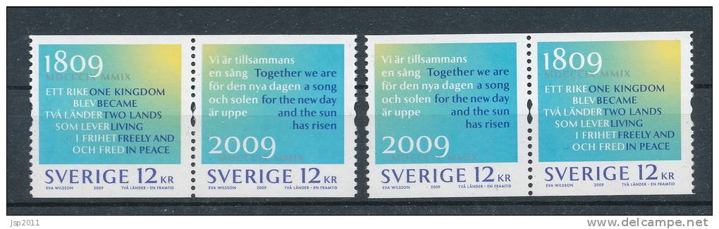 Sweden 2009 Facit #  2710-2711. Two Countries - One Future,  MNH (**) - Ongebruikt