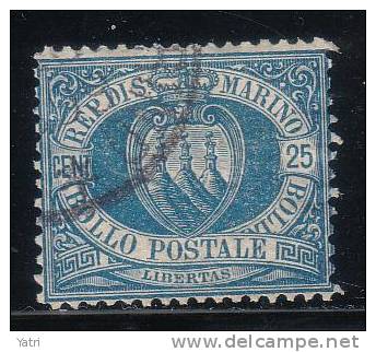 Repubblica Di San Marino - 1894 - 25 C. Azzurro (o) - Oblitérés