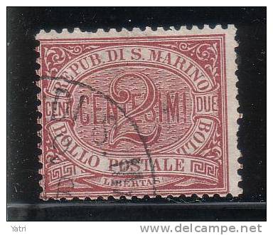 Repubblica Di San Marino - 1894 - 2 C. Carminio (o) - Oblitérés