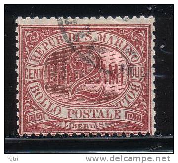 Repubblica Di San Marino - 1894 - 2 C. Carminio (o) - Oblitérés