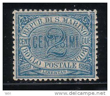 Repubblica Di San Marino - 1892 - 2 C. Azzurro MH * Centratura Buona - Neufs