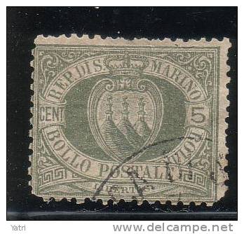 Repubblica Di San Marino - 1892 - 5 C. Verde Olivastro (o) - Usados