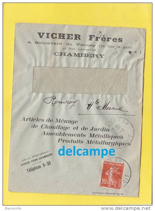 - 1911 - Cachet De Chambery - VICHER Frères - Boulevard Du Verney - Cachets De Chaumont & Donjeux - 1877-1920: Période Semi Moderne