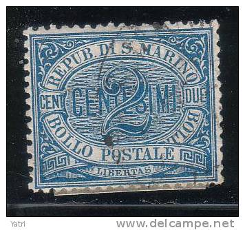 Repubblica Di San Marino - 1892 - 2 C. Azzurro (o) - Usados