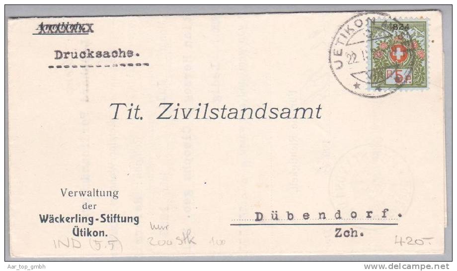 Heimat ZH Uetikon Am See 1926-09-22 Portofreiheit-Brief Gr#824 - Portofreiheit