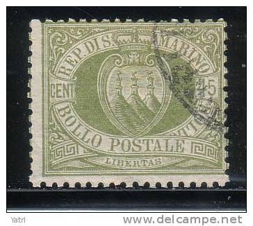 Repubblica Di San Marino - 1892 - 45 C. Verde Oliva (o) - Oblitérés