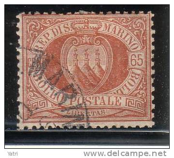 Repubblica Di San Marino - 1892 - 65 C. Bruno Rosso (o) - Oblitérés