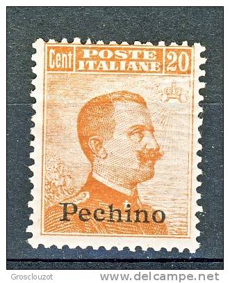 Pechino 1917-18 Sassone Serie N. 1 N. 12 C. 20 Arancio MNH Freschissimo, Firmato Biondi Cat. € 1125 - Pékin